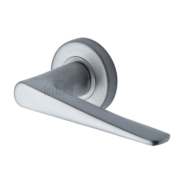 Amalfi Door Handle on Round Rose by M Marcus - Heritage Brass