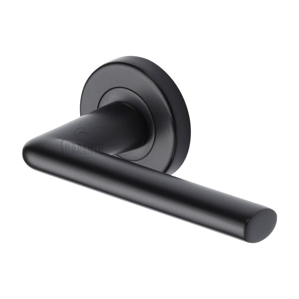 Lena Door Handle on Round Rose by M Marcus - Heritage Brass