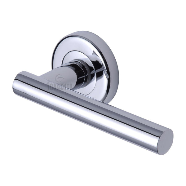 Shuttle Door Handle on Round Rose by M Marcus - Heritage Brass