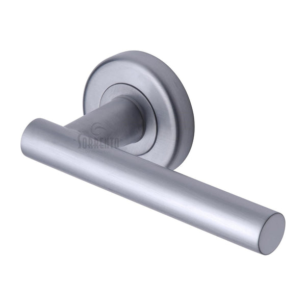 Shuttle Door Handle on Round Rose by M Marcus - Heritage Brass