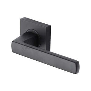 Axis Door Handle on Square Rose - Matt Black