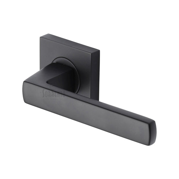 Axis Door Handle on Square Rose - Matt Black