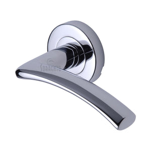 Tosca Door Handle on Round Rose - Polished Chrome