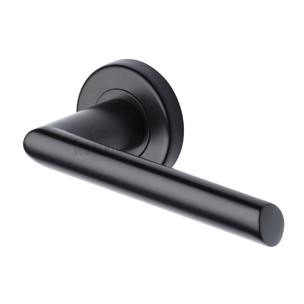 Mercury Zinc Door Handle on Round Rose by M Marcus - Heritage Brass