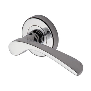Arcadia Door Handle on Round Rose - Polished Chrome