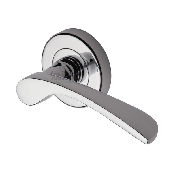 Arcadia Door Handle on Round Rose - Polished Chrome