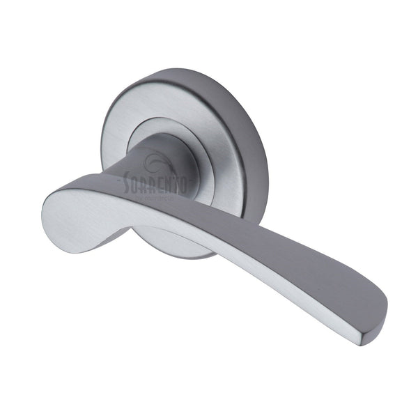Arcadia Door Handle on Round Rose by M Marcus - Heritage Brass