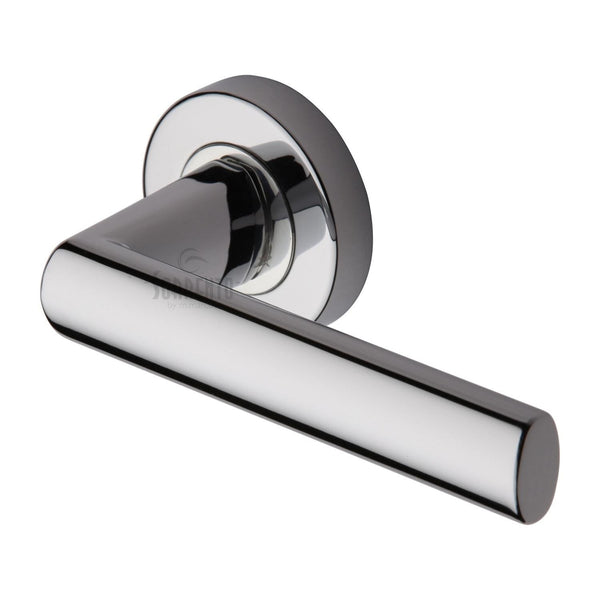Milan Door Handle on Round Rose by M Marcus - Heritage Brass