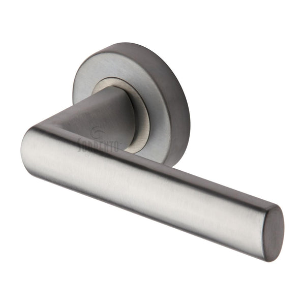Milan Door Handle on Round Rose by M Marcus - Heritage Brass