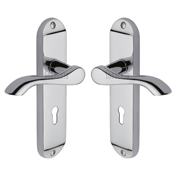 Aurora Door Handle on Plate by M Marcus - Heritage Brass