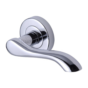 Aurora Door Handle on Round Rose - Polished Chrome