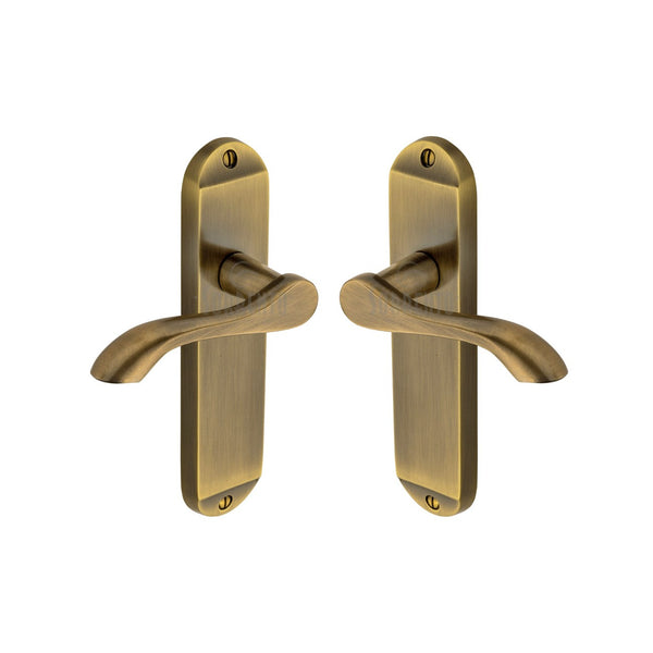 Aurora Door Handle on Plate by M Marcus - Heritage Brass