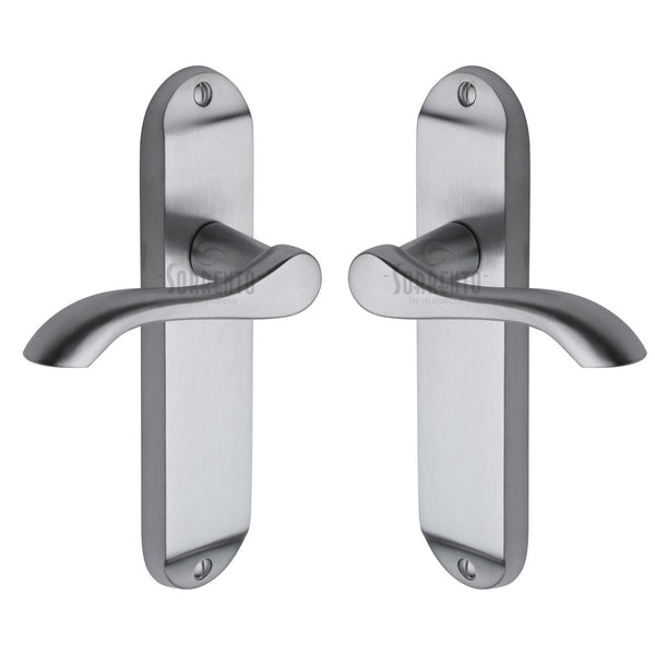 Aurora Door Handle on Plate by M Marcus - Heritage Brass