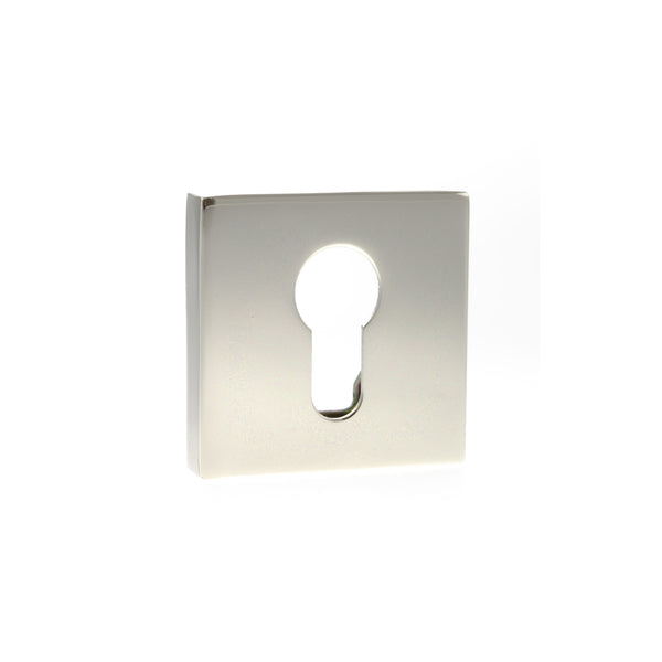 Senza Pari Euro Escutcheons on Minimal Square Rose - Polished Nickel