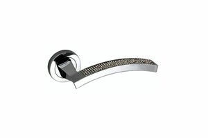 Senza Pari Crystal Lever Door Handle on Round Rose by Atlantic Hardware