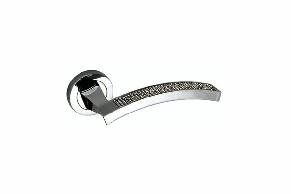Senza Pari Crystal Lever Door Handle on Round Rose by Atlantic Hardware