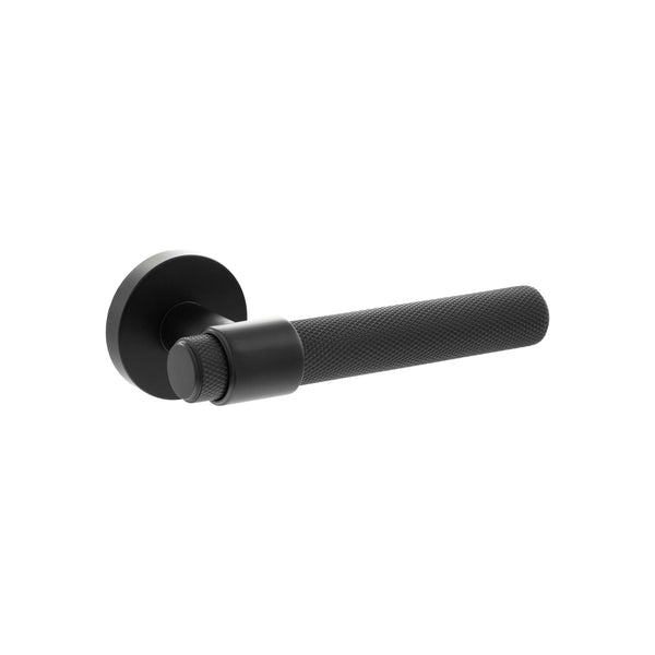 Senza Pari Andretta Knurled Lever Door Handle on Minimal Round Rose by Atlantic Hardware