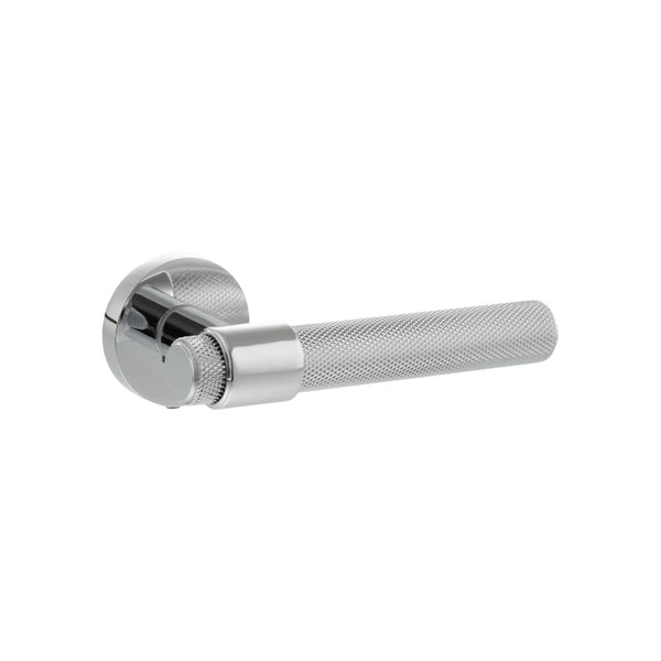 Senza Pari Andretta Knurled Lever Door Handle on Minimal Round Rose by Atlantic Hardware