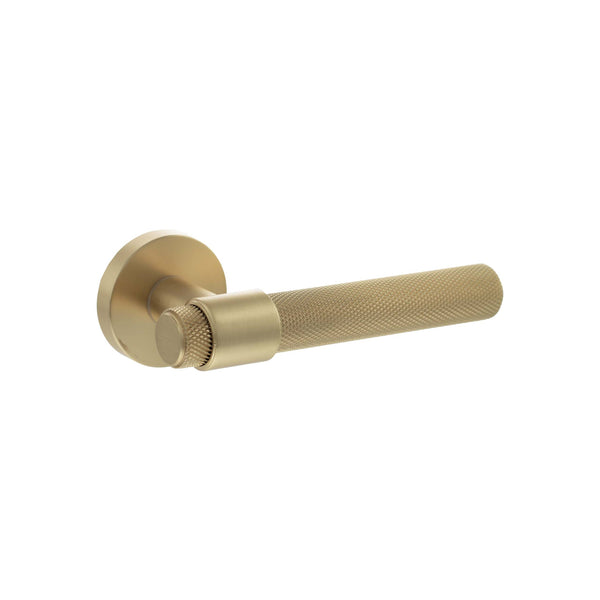 Senza Pari Andretta Knurled Lever Door Handle on Minimal Round Rose by Atlantic Hardware