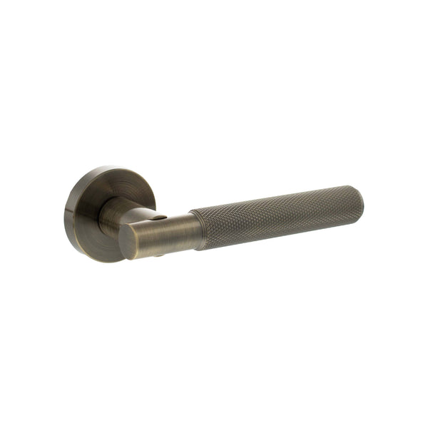 Senza Pari Rosarno Knurled Lever Door Handle on Minimal Round Rose by Atlantic Hardware
