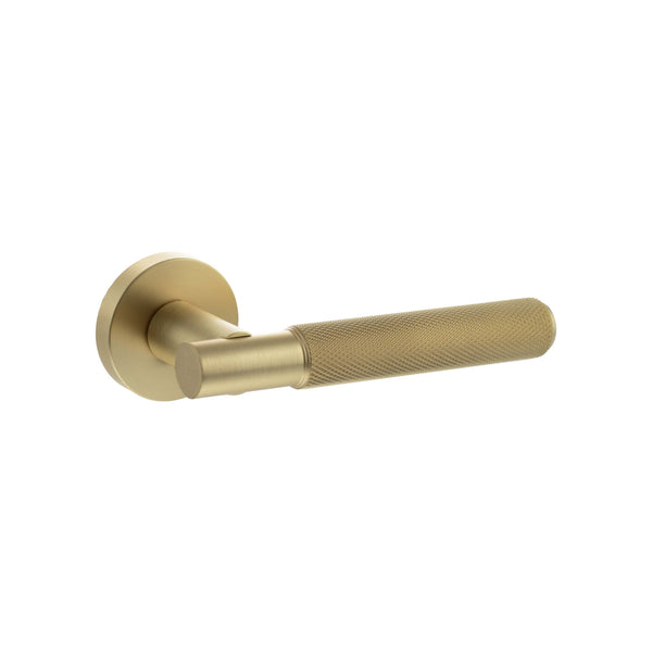 Senza Pari Rosarno Knurled Lever Door Handle on Minimal Round Rose by Atlantic Hardware
