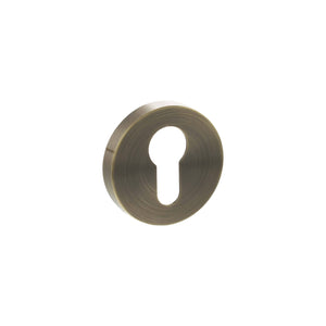 Senza Pari Euro Escutcheons on Minimal Round Rose by Atlantic Hardware