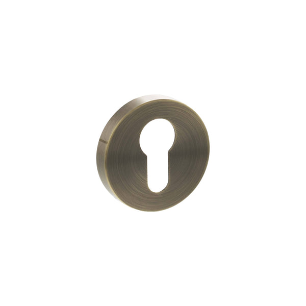 Senza Pari Euro Escutcheons on Minimal Round Rose by Atlantic Hardware