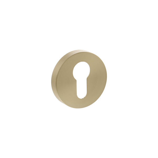 Senza Pari Euro Escutcheons on Minimal Round Rose by Atlantic Hardware