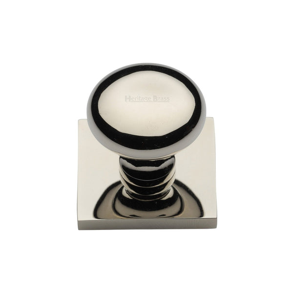 Victorian Round Cabinet Knob with Square Backplate by M Marcus - Heritage Brass