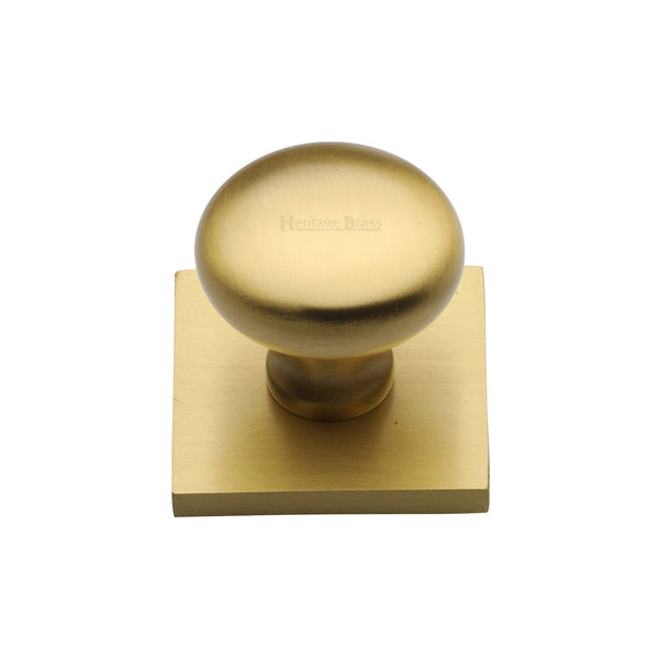 Victorian Round Cabinet Knob with Square Backplate by M Marcus - Heritage Brass