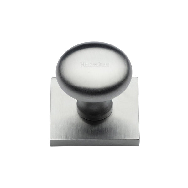 Victorian Round Cabinet Knob with Square Backplate by M Marcus - Heritage Brass