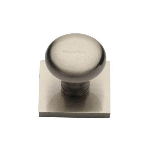 Victorian Round Cabinet Knob with Square Backplate by M Marcus - Heritage Brass