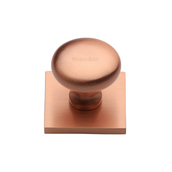 Victorian Round Cabinet Knob with Square Backplate by M Marcus - Heritage Brass
