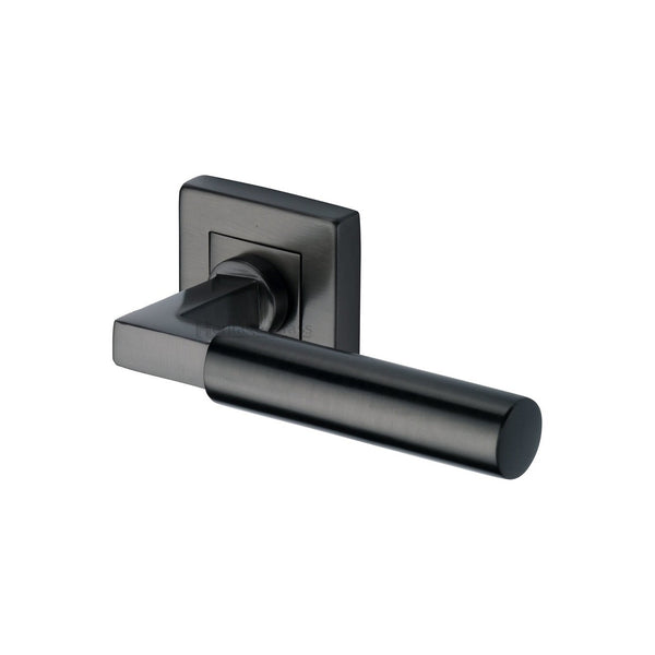 Bauhaus Sq Door Handle on Square Rose by M Marcus - Heritage Brass