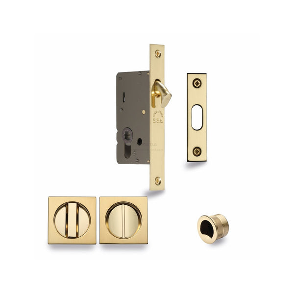 Sliding Lock with Square Privacy Turns by M Marcus - Heritage Brass