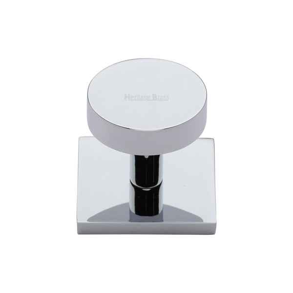 Disc Cabinet Knob With Square Backplate by M Marcus - Heritage Brass