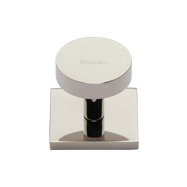 Disc Cabinet Knob With Square Backplate by M Marcus - Heritage Brass