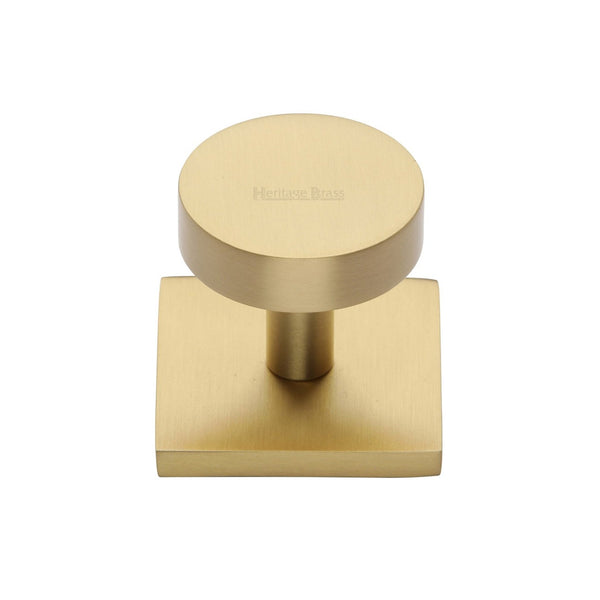 Disc Cabinet Knob With Square Backplate by M Marcus - Heritage Brass