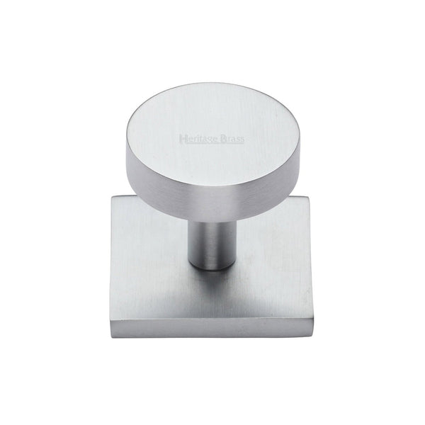 Disc Cabinet Knob With Square Backplate by M Marcus - Heritage Brass