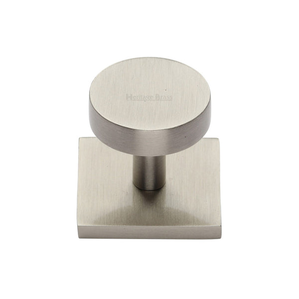 Disc Cabinet Knob With Square Backplate by M Marcus - Heritage Brass