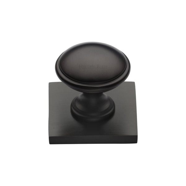 Domed Cabinet Knob with Square Backplate by M Marcus - Heritage Brass