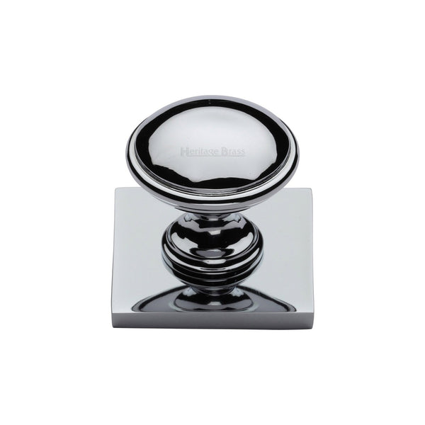Domed Cabinet Knob with Square Backplate by M Marcus - Heritage Brass