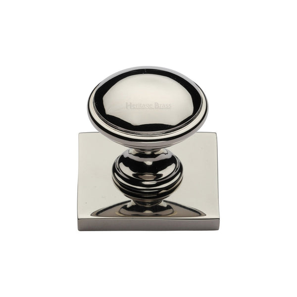 Domed Cabinet Knob with Square Backplate by M Marcus - Heritage Brass