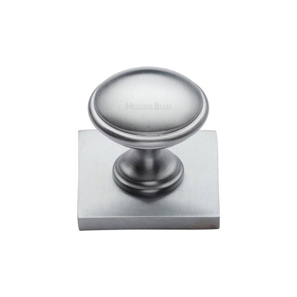 Domed Cabinet Knob with Square Backplate by M Marcus - Heritage Brass