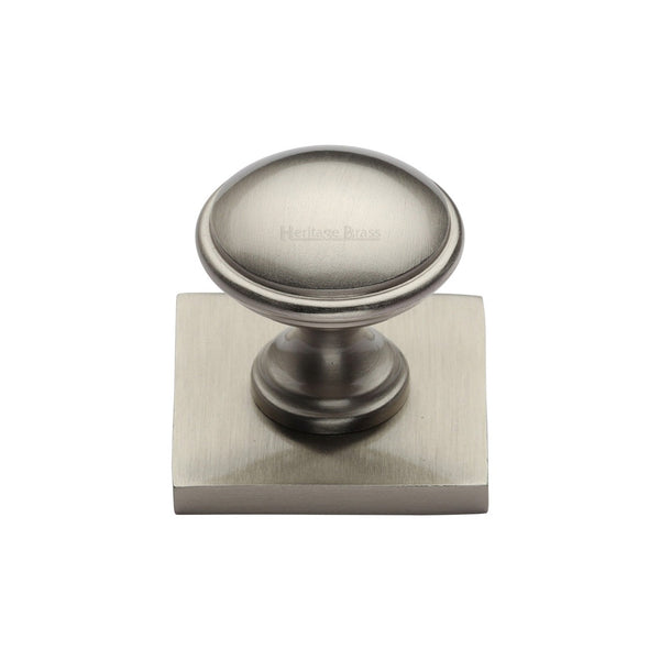 Domed Cabinet Knob with Square Backplate by M Marcus - Heritage Brass
