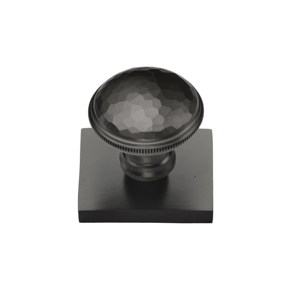 Diamond Cut Cabinet Knob with Square Backplate by M Marcus - Heritage Brass