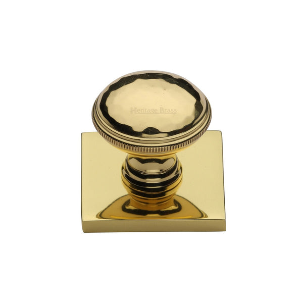 Diamond Cut Cabinet Knob with Square Backplate by M Marcus - Heritage Brass