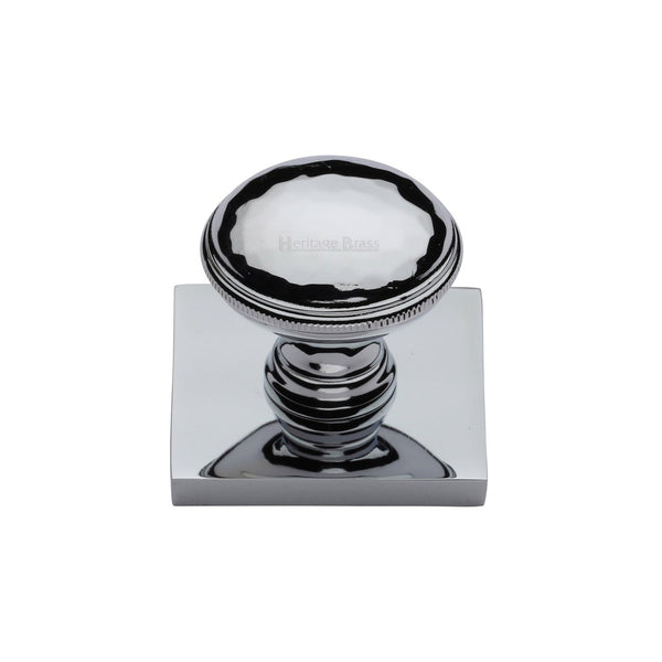 Diamond Cut Cabinet Knob with Square Backplate by M Marcus - Heritage Brass