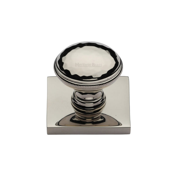 Diamond Cut Cabinet Knob with Square Backplate by M Marcus - Heritage Brass