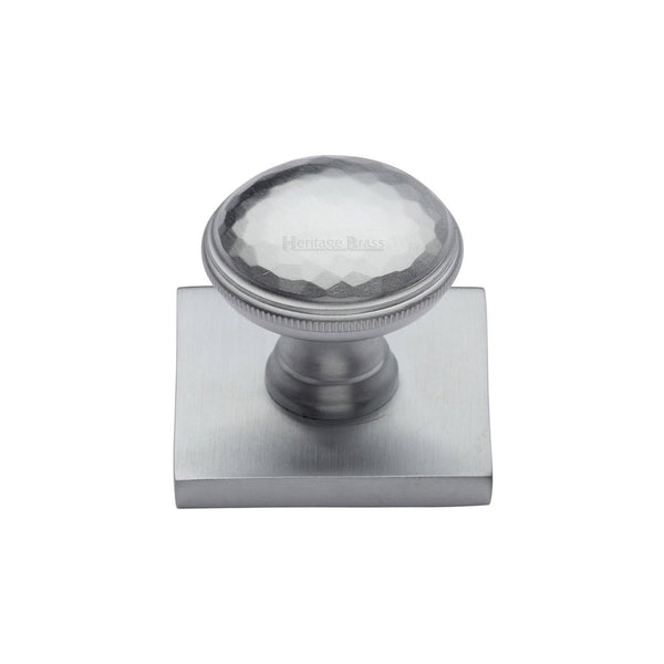 Diamond Cut Cabinet Knob with Square Backplate by M Marcus - Heritage Brass